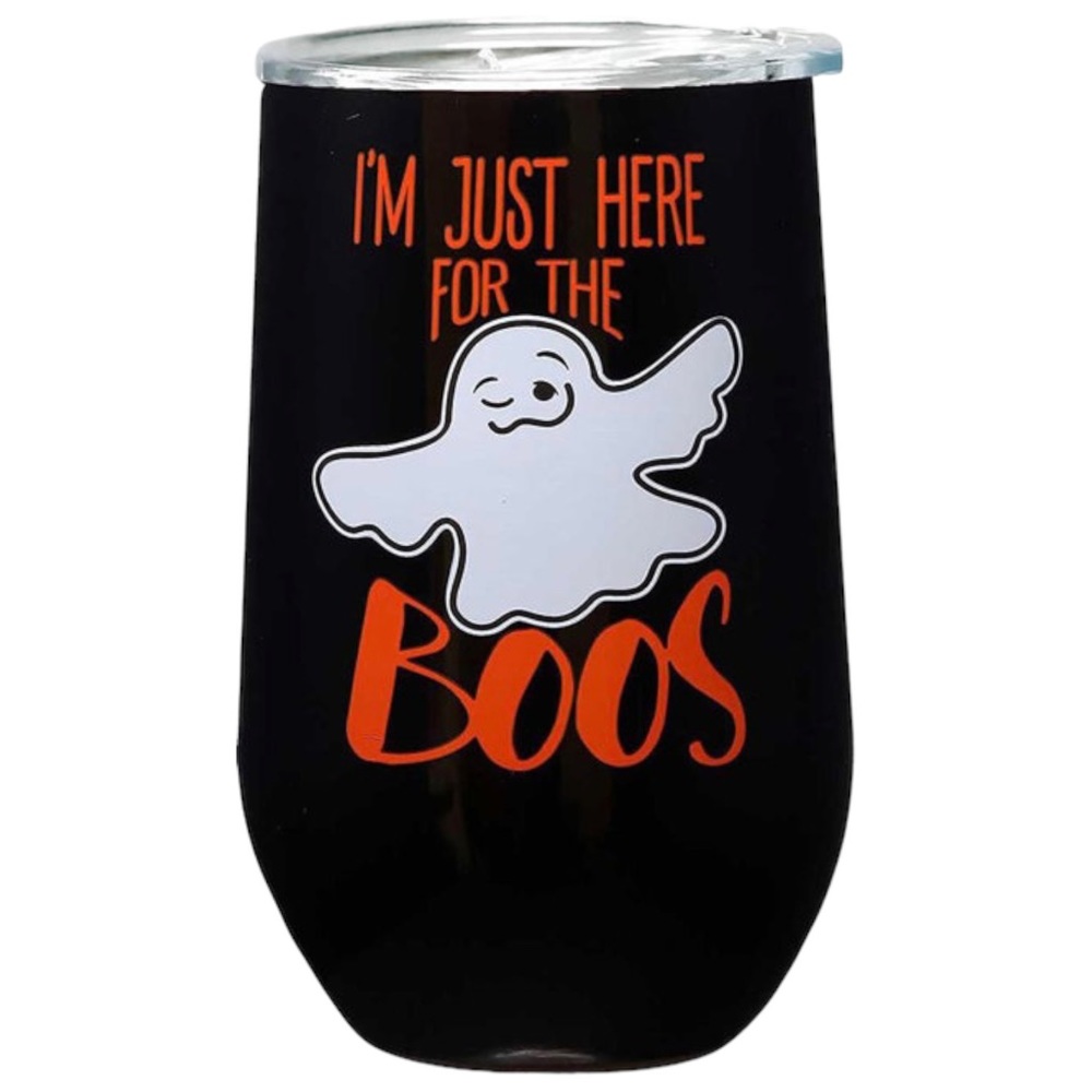 I’M JUST HERE FOR THE BOOS 16oz Stainless Steel INSULATED Cup Wine Tumbler NEW